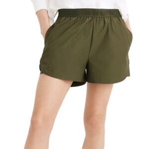 Madewell MWL Linen Blend Easy Pull-On Shorts Loden‎ Green